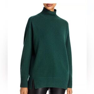 VINCE SIDE SLIT 100% CASHMERE TURTLENECK SWEATER  in DARK PINE COLOR  sz Xl